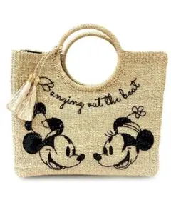 Disney ミッキー＆ミニー スパンコール 刺繍かごバッグ タッセル付きのサムネイル