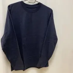 天竺編み　ダークネイビー ボーダー長袖カットソー XS