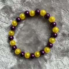 紫と黄色のパールビーズブレスレット