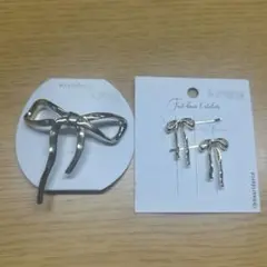 Heartdanceリボン バレッタ ヘアピン ゴールド ヘアアクセサリーセット