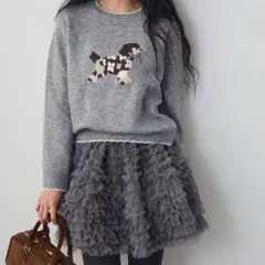 【残り1点】ホイップチュールミニ丈スカートfrene 同型　グレー