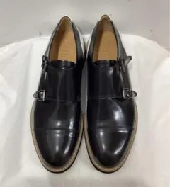 Pertini ダブルモンクストラップシューズ 黒 レザー　メンズ