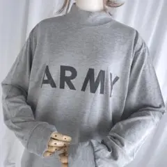 Mサイズ 米軍 US ARMY PFU 長袖 Tシャツ グレー ミリタリー 古着