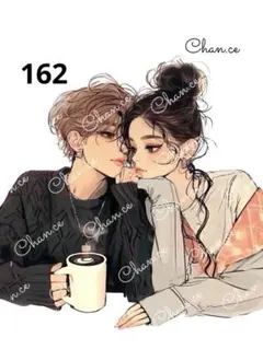 ［162］chan.ce ステッカー 4枚 カップル　コーヒータイム