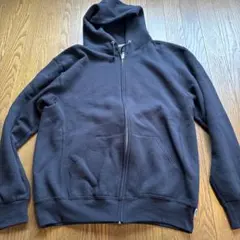 00s RUSSELL ATHLETIC 無地 黒 フルジップパーカー L