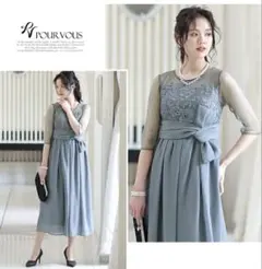 刺繍レースオールインワン グレー