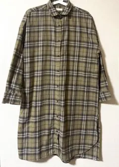 earth music&ecology チェック　ワンピース　長袖　ブラウン
