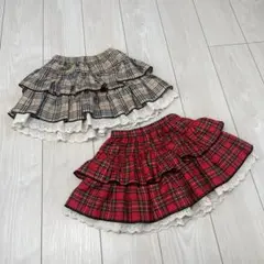 ⭐︎9/30まで出品⭐︎韓国子ども服　フリル付きチェック柄スカート2色セット
