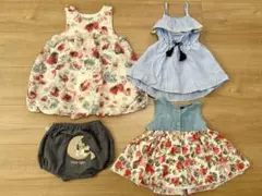 女の子 80cm ワンピース タンクトップ 花柄 4点セット ズボン まとめ売り