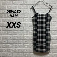 DEVIDED H&M キャミワンピース　【XXS】　グレー　チェック柄　ひざ丈