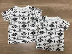 幾何学模様 おそろいTシャツセット　95 80