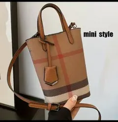 ミニショルダーバッグ チェック柄 ブラウン系