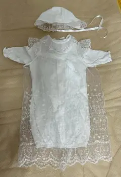 ホワイト フリル付き ベビードレスセット 50-60cm