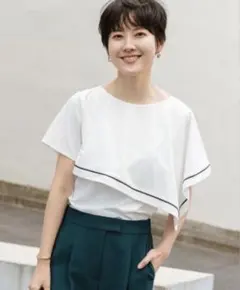 【美品】Cast: キャスト　アシンメトリーカットソー　半袖　夏トップス　Mのサムネイル