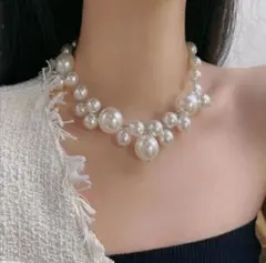 大ぶり パール ネックレス 大粒パール 豪華 結婚式 フォーマル 高級感