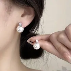 パール風　ピアス　シルバー　ホワイト　おしゃれ　パーティー　結婚式　シンプル