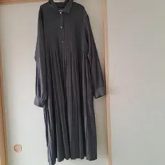 mizuiroind チャコールグレー シャツワンピース 長袖
