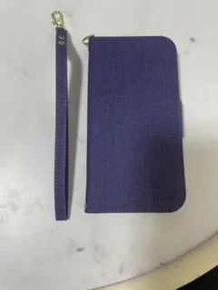 iPhone14 ProMax ケース手帳型 パープル ストラップ付き