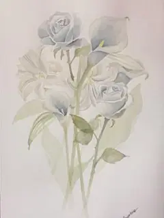水彩画原画 白花