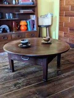 【プロフ必読⭐︎レモン様専用】丸いアンティークローテーブル 木製円形座卓