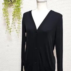 ☆UNIQLO (M) サイド スリット ロング カーディガン 黒