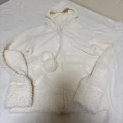 ホワイト ボアジャケット フード付き