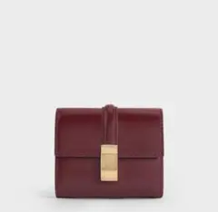 極美品　CHARLES & KEITH 三つ折財布 バーガンディ