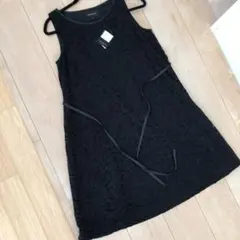 総レース　ブラック　ノースリーブワンピース