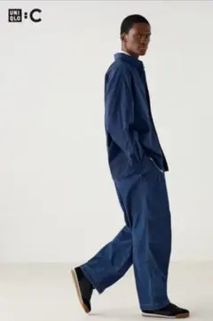 ユニクロC ワイドパラシュートパンツ/デニム　男女兼用Sサイズ