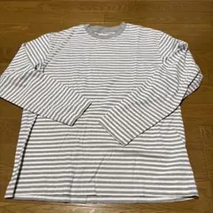 無印良品　メンズS 白とグレーのボーダー　長袖Tシャツ　美品のサムネイル