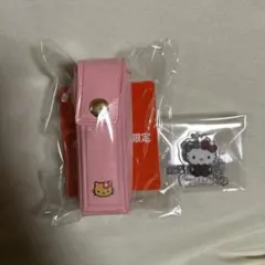 Myハローキティリボン型チャーム付きリップケース　ピンク　アクリルチャーム