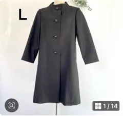黒　スプリングコート　トレンチコート　冠婚葬祭　レトロなコート　アウター　Ｌ