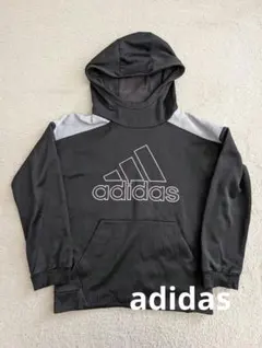 adidas パーカー 黒 グレー 140