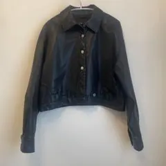 【ZARA】ブラックレザー/クロップドジャケット