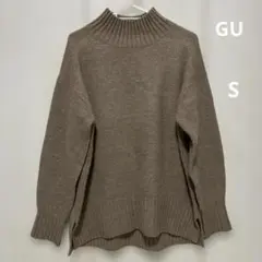 GU パフィータッチハイネックチュニック　S ジーユー　ブラウン　茶　ニット