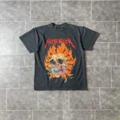 METALLICA メタリカ S フェードシャツ ファイヤースカル 炎 L 墨黒