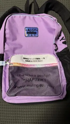 ALGY バックパック 紫色 メッシュポケット付き
