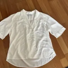 ユニクロ×イネス レーヨン刺繍シャツ 半袖 白 M ダブルボタンのサムネイル