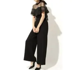 【極美品】Lily Brown チュール刺繍オールインワン オケージョン　黒