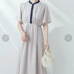 ナチュラルクチュール　グレー ロングワンピース 半袖 FREEサイズ