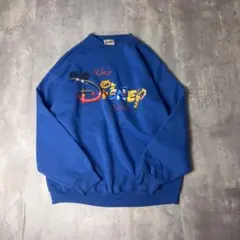 USA제 90s Disney 디즈니 캐릭터 로고 스웨트 블루