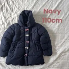 ✨❀【美品】リボンボタン付き 中綿コート 110cm ネイビー 女の子❀✨