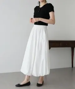 バルーンスカート ロングスカート レディース ボトムス 裏地付き ウエストゴム