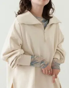 kastane　ハーフジップBIGスウェット　フリーサイズ　ベージュのサムネイル