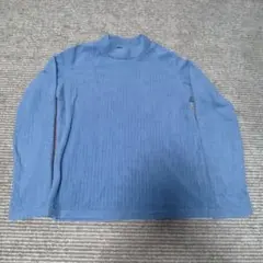 ストレッチフリースリブハイネックT（長袖）青