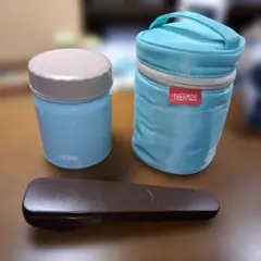 サーモス 真空断熱スープジャー 水色 ライトブルー 300ml ポーチ スプーン