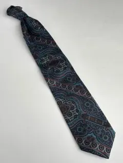 Bigiotti Uomo ペイズリー柄 シルク ネクタイ ネイビー