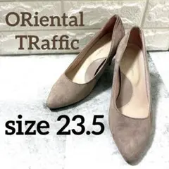 オリエンタルトラフィックスエードポインテッドパンプス23.5ベージュ