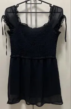NICE CLAUP　 半袖 チュニック　黒ブラック