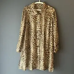 レオパード　ヒョウ柄　長袖　シャツ シアー　シャツワンピース　トップス
